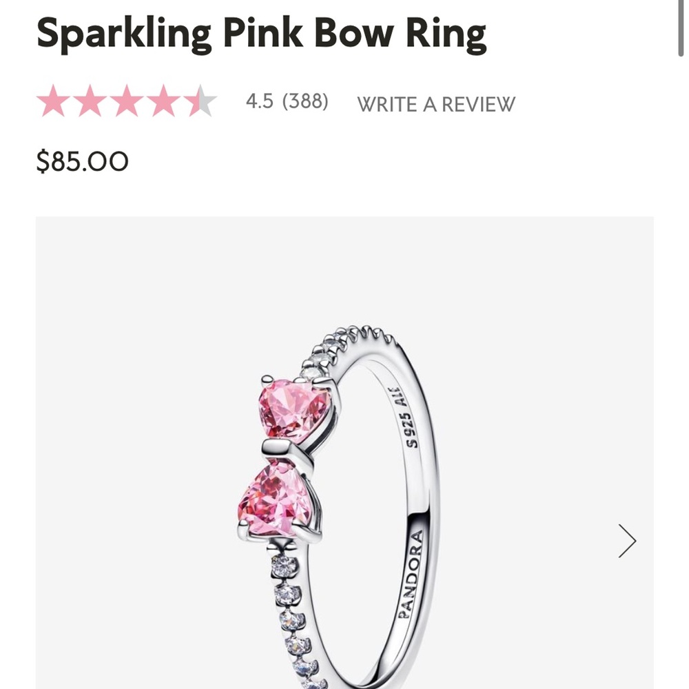 PANDORA PINK BOW STERLING SILVER RINGS